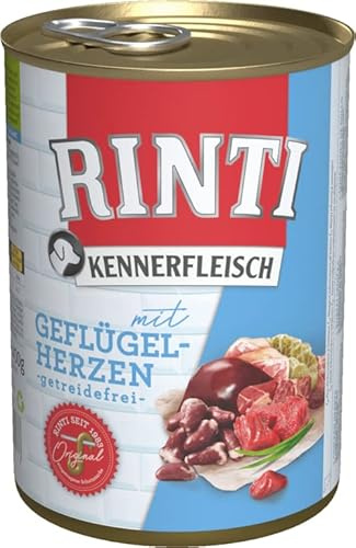 Rinti Hundenassfutter Kennerfleisch mit Geflügelherzen 6x400g