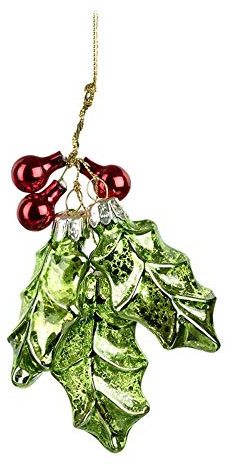Heaven Sends Baumschmuck / Christbaumkugel zum Aufh�ngen, Stechpalmen-Bl�tter, 8 cm, Rot / Gr�n