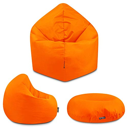 BuBiBag - 2in1 Sitzsack Bodenkissen - Outdoor Sitzsäcke Indoor Beanbag in 32 Farben und 3 Größen - Sitzkissen für Kinder und Erwachsene (100 cm Durchmesser, Orange)