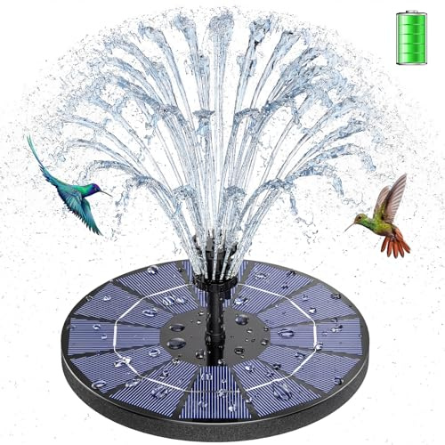 AISITIN 3.5W Solar Fountain Pump Built-in 1500mAh Battery, Bird Bath Fountain with 6 Nozzles, Solar Floating Water Pump for Bird Bath, Fish Tank, Pond, Pool, Garden and Outdoor