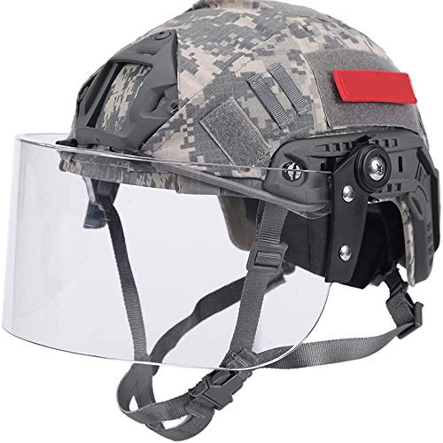 WLXW PJ Typ Fast Airsoft Helm Mit Visier Und Helmabdeckung, Army SWAT Militärhelm Mit Schutzbrille Und NVG Mount/Side Rails Für Paintball CS Spiel
