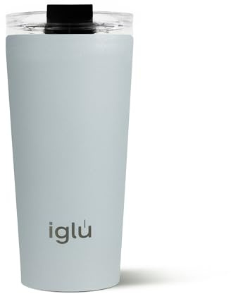 iglu Reusable Coffee Cup | Thermal Insulated Stainless Steel Travel Mug with Lid | Double Walled - Great for Hot & Cold Drinks | His & Hers Premium Eco-Friendly Gift (Arctic Blue, 16oz)