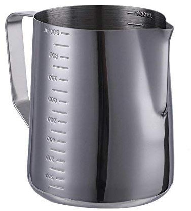 Iwinna 350/900ML Stainless Steel Milk Measuring Cup Milk Frothing Pitcher with Marking (900ML)