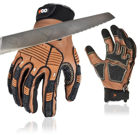 Vgo... Guantes de Trabajo Antichoque Anticortes EN388 Nivel C A3, Guantes Hombre Resistentes al Corte 360° para Cortar Motosierra Policiales Vigilante Antivibración