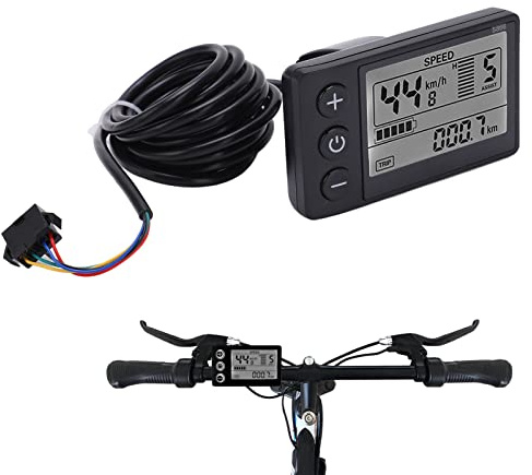 Computer da Bici S866, Misuratore LCD per Display per Bicicletta Elettrica, Pannello di Controllo per Scooter Elettrico 24V 36V 48V con Spina SM, Contachilometri per Bici, per Manubri da 22,2 Mm/0,9 P