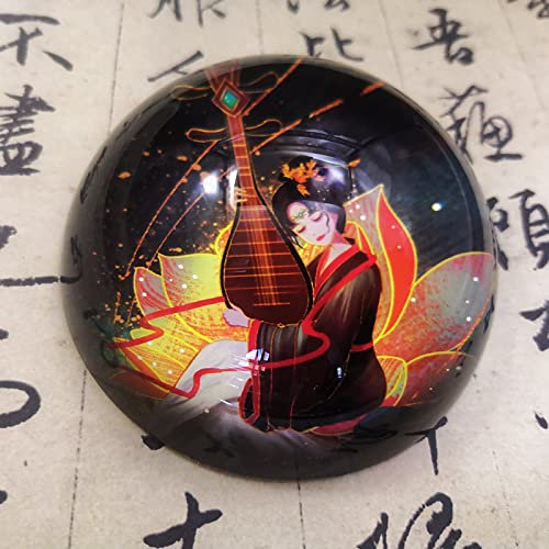 Handgemachte Kristallglas Cartoon Musik Mädchen Hemisphäre Briefbeschwerer Halbkugel Glas Ornamente Home Office SuppliesTischdekoration Geschenke