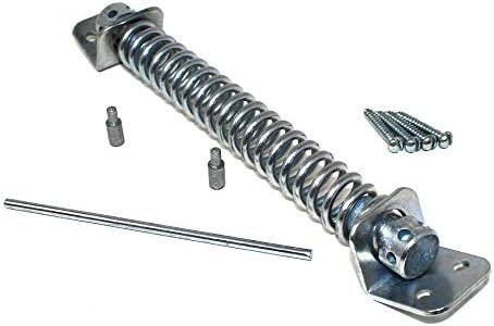 Garden Mile 8 Zinc Plated Galvanised Gate Spring Garden Gate Latch Lock Shed Door Latch Catch with Fittings Door Spring Closer Heavy Duty Adjustable Tension Indoor Outdoor Use Weather Resistant