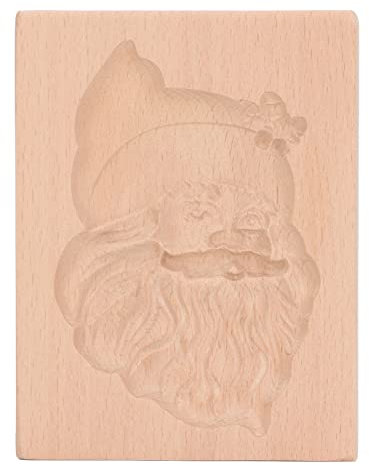 Stampo per Biscotti in Legno Intagliato, Stampi per Biscotti in Legno, Stampi per Biscotti 3D Press per Utensili da Cucina Natalizi, Stampo per Biscotti con Forme Fai-da-te,(Forma di Babbo Natale)