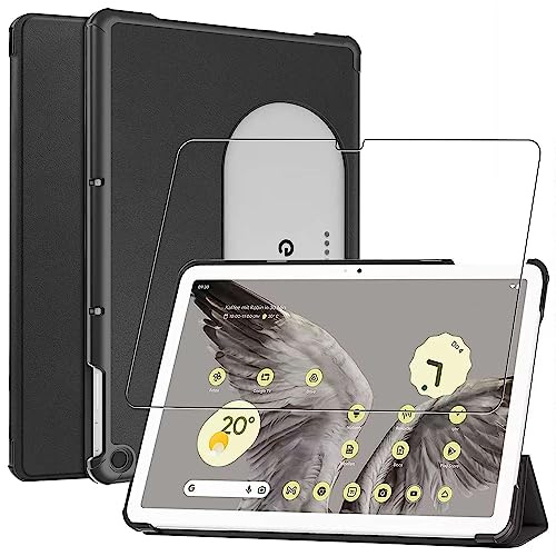 ebestStar - Hülle für Google Pixel Tablet, Slim Smart Cover (Ultra Dünn), Schutzhülle Etui, Ständer Case Cover, Schwarz + Panzer Schutz Glas