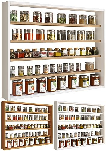 VCM Holz Küchenregal hängend | Maße ca. H. 60 x B. 80 x T. 10 cm | Hängeregal mit fünf Fächern | Wandregal | Gewürzregal | Küchenmöbel - Esaldi L