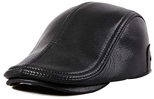 Leder Schiebermütze Flatcap Herren Schirmmütze Herrencap Ballonmütze mit Ohrenklappen Herbst/Winter