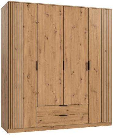 Lomadox Kleiderschrank Drehtürenschrank 180cm, Eiche