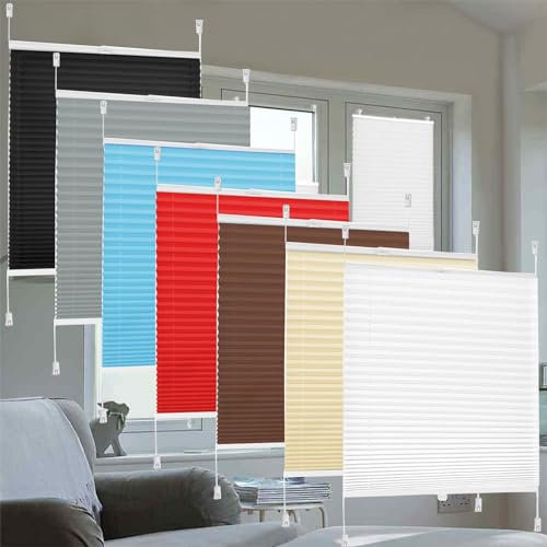 Premium Plissee Faltrollo ohne Bohren 100 x 160 cm Sonnenschutz Easyfix Lichtdurchlässig Plisseeroll Rollo für Fenster mit Klemmträger / -fix für Tür & Fenster, Schwarz
