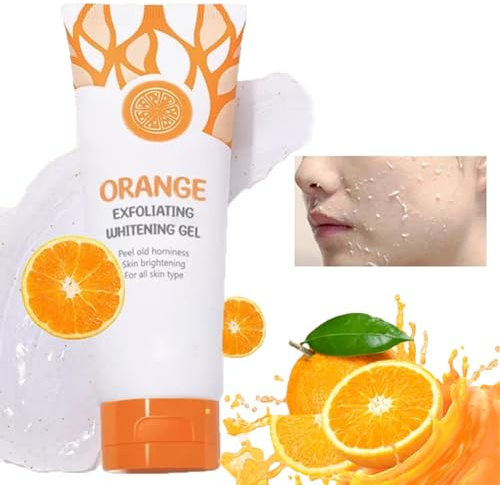 Orange Face Body Scrub Exfoliating Gel,Moisturizing Deep Cleansing Facial Exfoliator,Face and Body Cleansing Scrub Gel,Natural Orange Peeling Cream Gel for Remove Dirt Smoothing Pores