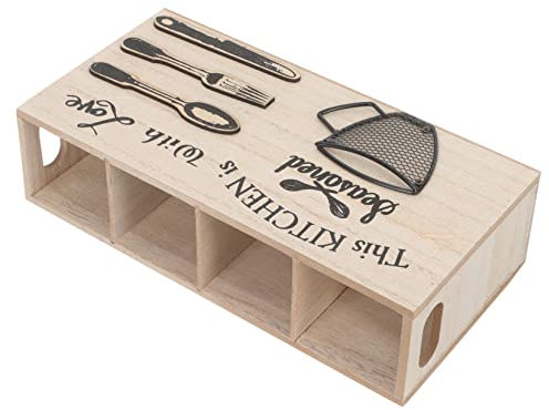 MAGICLULU Holz Besteck Organizer Utensilienhalter Mit Fächern Multifunktionale Aufbewahrungsbox Für Küchenarbeitsplatte Sicherer Messerhalter Mit Deckel