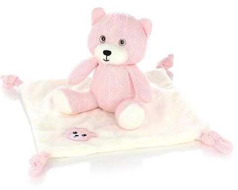 Nordstern Osito de Peluche con Manta de Seguridad, Dudu – Regalo para bebés Recien ncaidos para niñas y niños para en Aspecto de Punto – Accessorios Inicial de Peluche y Oso en Rosa