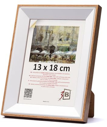 3-B cornice MASTER bianco/rovere 13x18 cornice in legno, cornice per foto, cornice per ritratto con vetro acrilico