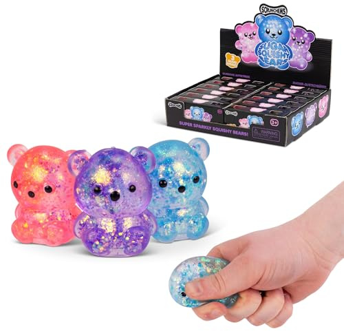 Tobar SCRUNCHEMS Sugar Diddy Bears Stress Squishball Toy - 3 Pack, Assorted Designs and Colours