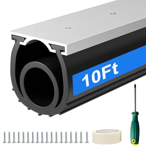Alophoty 10 FT Universal Garage Door Bottom Seal, Heavy Duty U+O Ring Weather Stripping, EPDM Rubber & Aluminium, Black