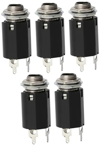 FUNOMOCYA Gitarrenbuchsen Zubehör aus Metall und Kunststoff 5 Stück 6,35mm Langlebig und Ersatz Geeignet für E-gitarre für Elektrisches Gitarren Equipment