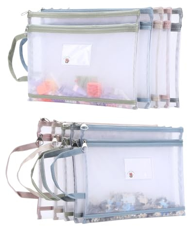 10-Pack Mesh Zipper Organizer Pouches – Double-Layer A4 Storage Bags for Toys, Puzzles, School Supplies, Travel, Home Organization.