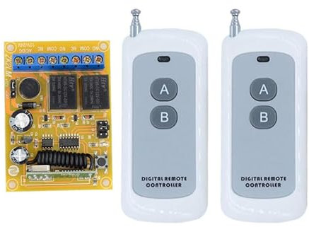 DC 12V 24V 2CH kabellose Fernbedienung Schalter 10A 2-Kanal 433Mhz Radio Frequenzrelais Empfänger mit 2 RF Sendern für Lichter Garagentor Motor Markise 200m hoch Reichweite