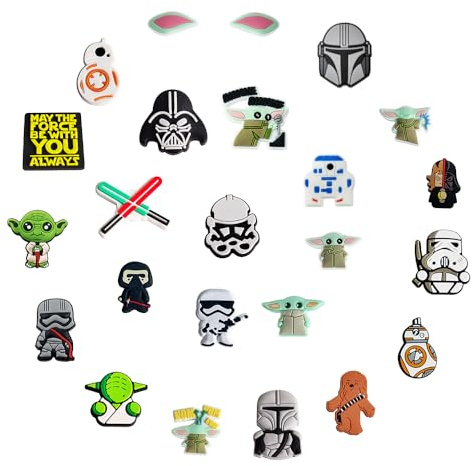 Fancico Adornos para zapatos Star Wars, 23 piezas, diferentes decoraciones para adolescentes y adultos, accesorios para zuecos, recuerdo de fiesta
