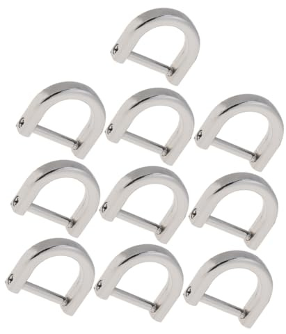 TOPPERFUN 10pcs Zinc Alloy D-ring Detachable Closing Screw for Handbag Strap Replacement, 13mm Silver Shackle Key Ring Clip Suitable for Diy Purse Repair and Accessories