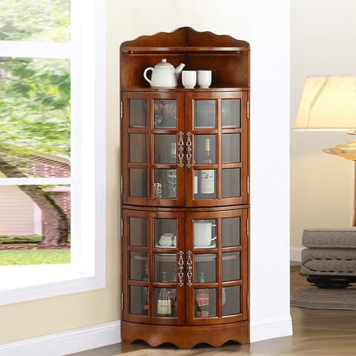 Glasvitrine mit Glastür für Esszimmer, Sammlerstücke, Eckschrank, Wein- und Liköraufbewahrung, Barschrank