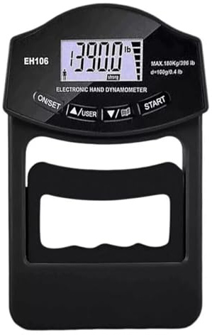 BODYA Testeur de force de préhension 180 kg, dynamomètre numérique à main, écran LCD USB, noir