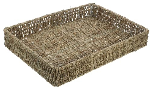 OFFSCH Rectangular Seaweed Storage Basket Tray 15.00X10.83X2.36In Woven Fruit Bread Snack Holder for Kitchen Living Room Home Organization