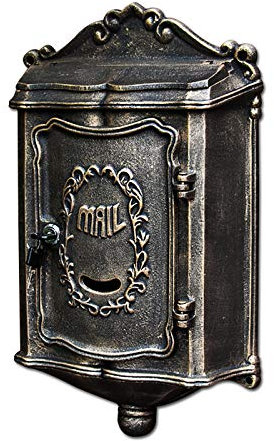 Cassetta postale a muro con serratura e resistente Cassetta postale sicura con serratura, cassetta postale a parete in stile inglese, cassetta postale resistente alle intemperie, oro/nero(Gold)