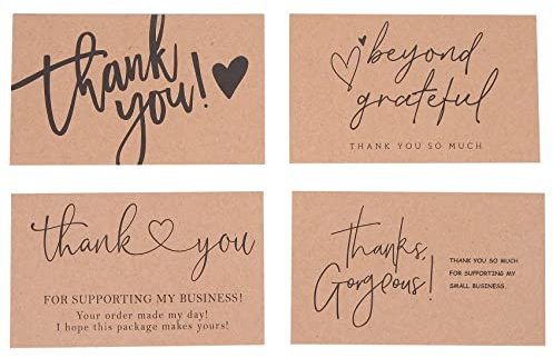 Asuinxurr 120 StüCke Exquisite Dankeskarten Aus Kraftpapier, für Kleine Unternehmen, WertschäTzungskarten, Geschenk Dekorations Karten
