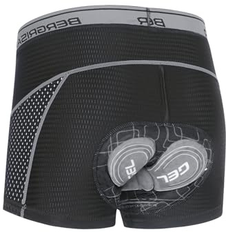BERGRISAR Padded Cycling Underwear Shorts for Men 4D Gel Road Mountain Bike Bicycle Shorts Liner