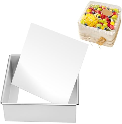 Gohytal Moule à gâteau carré, profond, 20,32 cm, en mousse, en aluminium, avec revêtement anti-adhésif, rectangulaire, pour la préparation de gâteaux, toasts, pains, gâteaux superposés pour fête