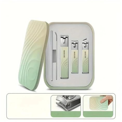 YQINQIN83B Nagelknipser-Set Praktisches Nagelknipser-Set for zu Hause, Nagelschere, Pediküre-Werkzeug aus Edelstahl, hochwertiger Nagelknipser Maniküre-Pediküre-Set(Green)