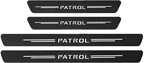 KLHYWEN 4 Piezas Película Protectora para Umbral de Puerta de Coche para NIS-San Patrol, Pegatina de Decoración para Estribos de Fibra de Carbono de contra Arañazos,White