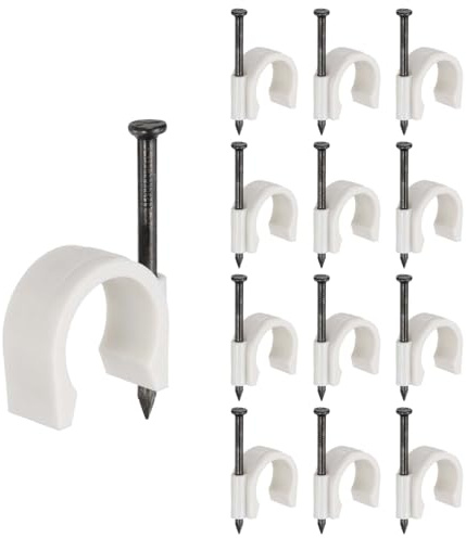 PATIKIL Half Clamp J-Hook with Nail 1 / 25mm, 70Pcs Pex Pipe Fixture Cable Clip Wire Wall Support Holder for Tubing CPVC Copper Pipe Fixing Connection, White, 55mm Long Nail