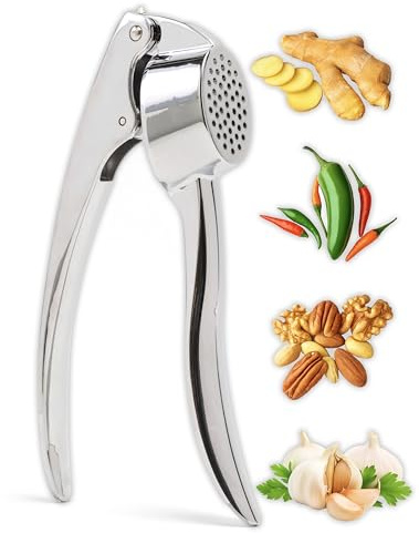 IPEA Spremiaglio in Metallo per Aglio, Zenzero, Peperoncino - Super Solido - Design Elegante - Spremi Aglio Professionale da Cucina per Spremere Noci e Alimenti - Frantoio - Semplice da Pulire