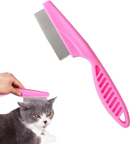 Flohkamm für Katzen | Hundewaschbürste mit rutschfestem Griff | Flohkamm für Haustiere, hilft bei trockener Haut, Flohkamm zur Vorbeugung und Erkennung
