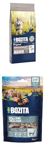 Bozita Hunde Futter- & Snackpaket – 12kg weizenfreies Welpenfutter mit Lamm & Einer Sorte getreidefreie Hundesnack mit Lamm – vollwertige Ernährung & schmackhafte Belohnung
