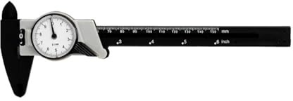 Calibrador de Plástico con Esfera 150mm, Vernier con Cuentarritmo, Métrico 0–150mm / Pulgadas 0–6, Herramienta de Medición de Plástico 0,1mm para DIY y Manualidades(Black)
