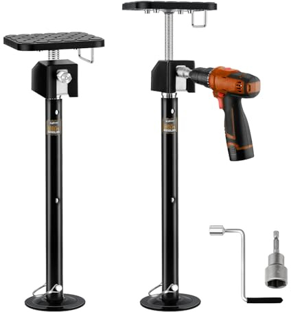 RVSHARK Set di 2 martinetti di supporto scorrevoli per camper, supporti resistenti, regolabili da 50,8 a 124,5 cm di altezza con trapano elettrico o maniglia, martinetti stabilizzatori scorrevoli per