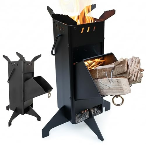 Bemonew vedspis braskamin, bränsleeffektivt stålläger med handtag 30 x 12,7 cm vikbara bärbara campingverktyg för uteplats, trädgård, husbil, tält