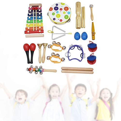 aqxreight 19-teiliges, Freundliches Musikinstrumenten-Set für die Frühpädagogik, der Trommelklang Ihres Musikinstruments, Instrumenten-Set, Pädagogisches Musikinstrument, Musik- für Kinder, Spielzeug