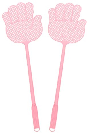 QUARKZMAN 2 Piezas Matamoscas De 6x5.7 Manual De Pláso Resistente Rosa | Con Mango Largo, Para Interiores Y Exteriores Del Hogar