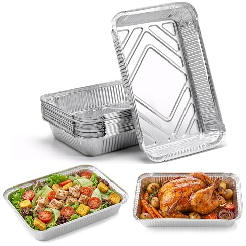 Hejo 20 Stück Aluschalen Grill, 2250ml Stabile Grillschalen, Alu Grillschalen für Gasgrill, Holzkohlegrill & Backofen(33x21,7x5,2cm)