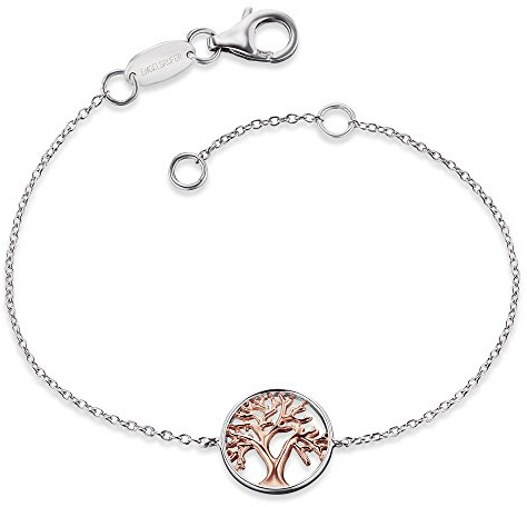 Engelsrufer Baum des Lebens Armband für Damen Bicolor Rhodiniert und Rosévergoldet 925er-Sterlingsilber Länge 16 cm + 2 cm
