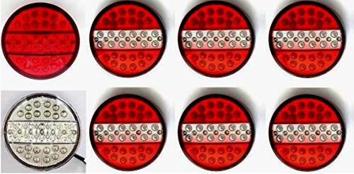 VNVIS 8x 24V LED Heckleuchte Hamburger weiß rot Rückleuchten Nebelscheinwerfer + Rückfahrscheinwerfer LKW Kipper Traktor Anhänger Chassis Universal Fit