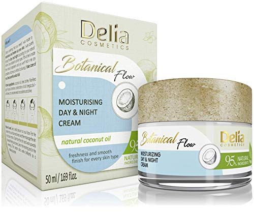 Delia Cosmetics - Crema facial de río botánico - Hidratante - Ingredientes naturales: aceite de coco, manteca de karité, gel de aloe vera, aceites - día y noche - todos los tipos de piel - 50 ml.